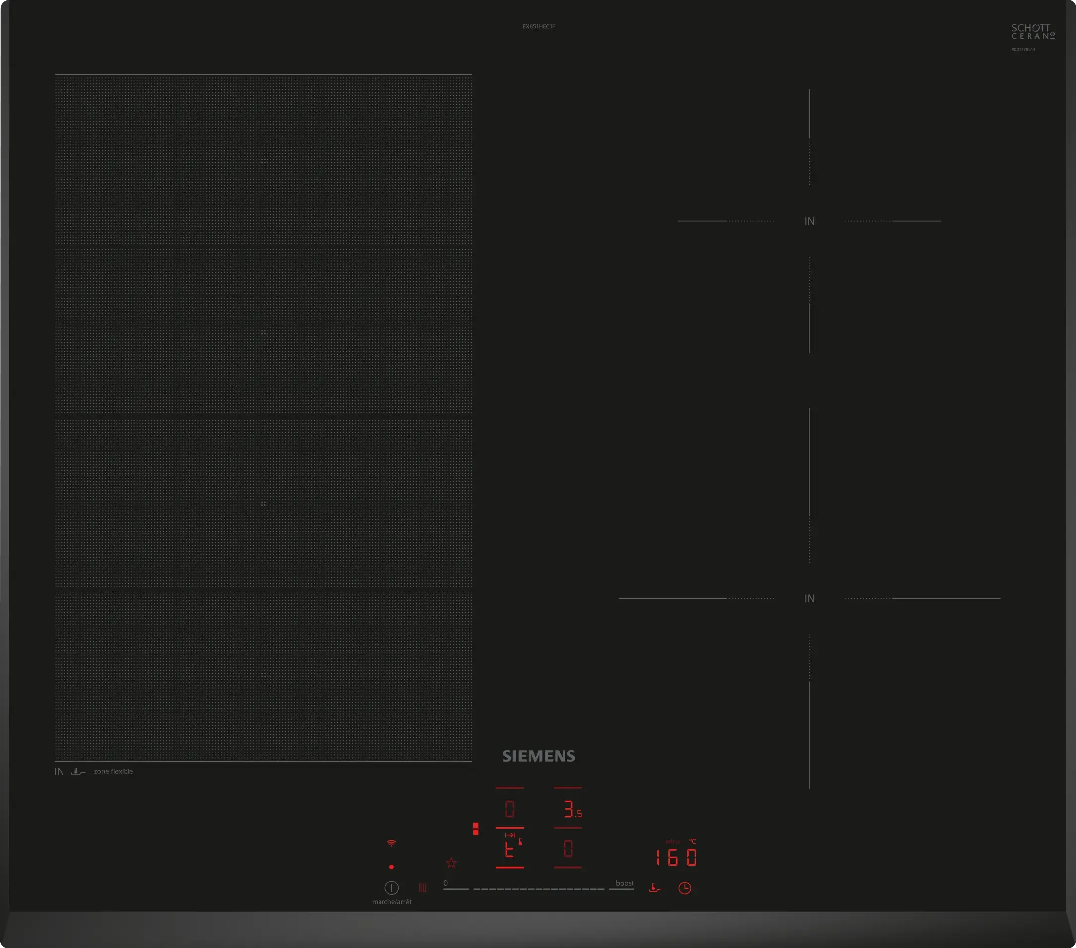 TABLE INDUCTION 60CM 4 ZONES DONT 1 FLEX SLIDER