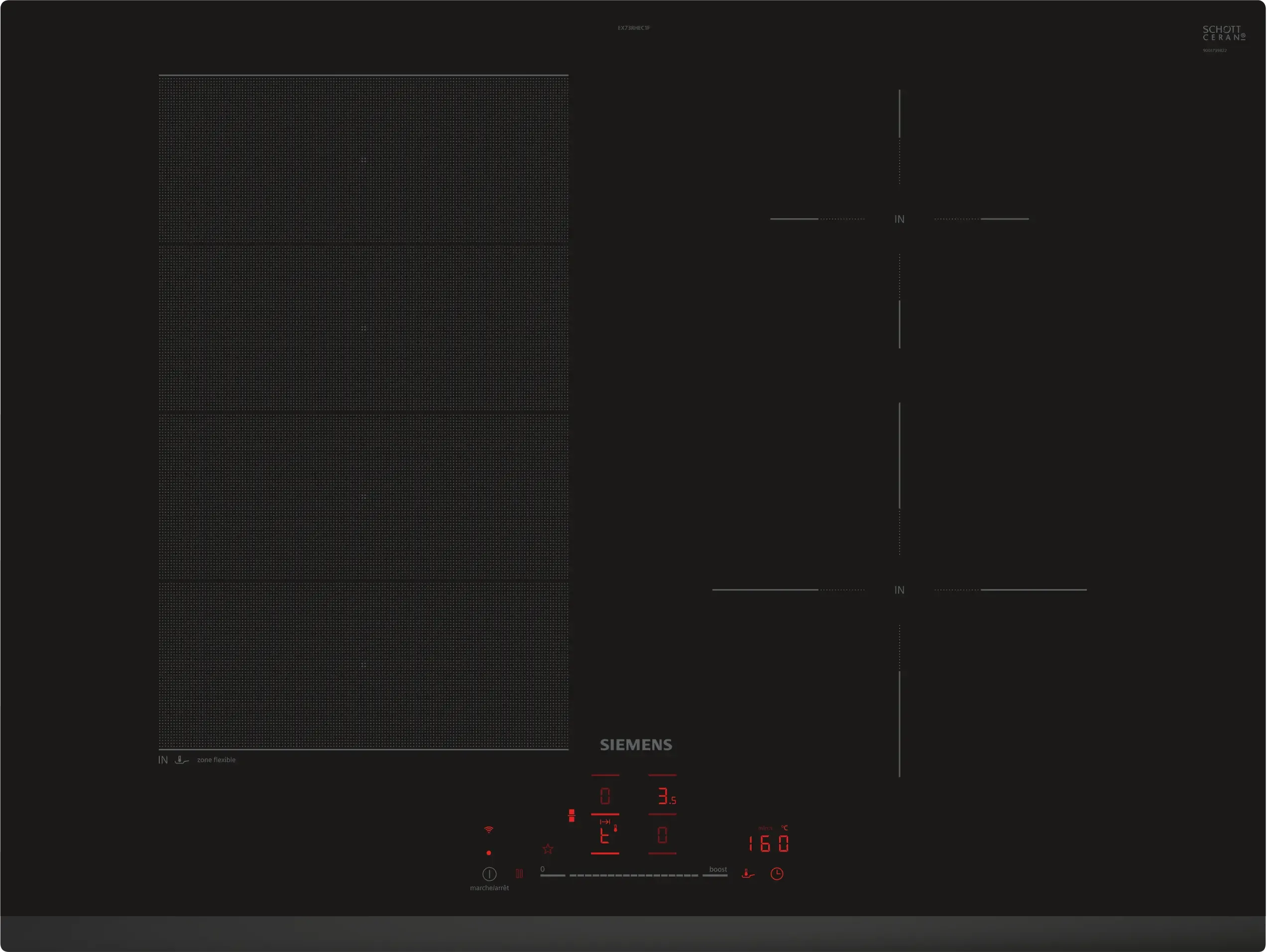 TABLE INDUCTION 70CM 4 ZONES DONT 1 FLEX SLIDER